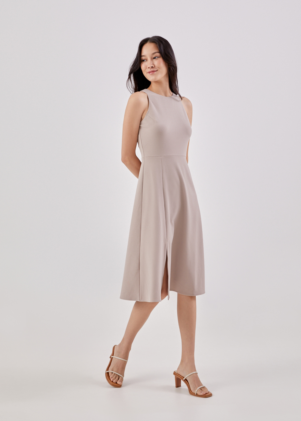 

Aylin Classic Front Slit Dress-043-L