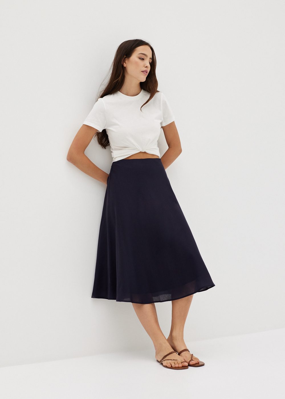 

Torryn Linen Bias Cut Midi Skirt-052-S