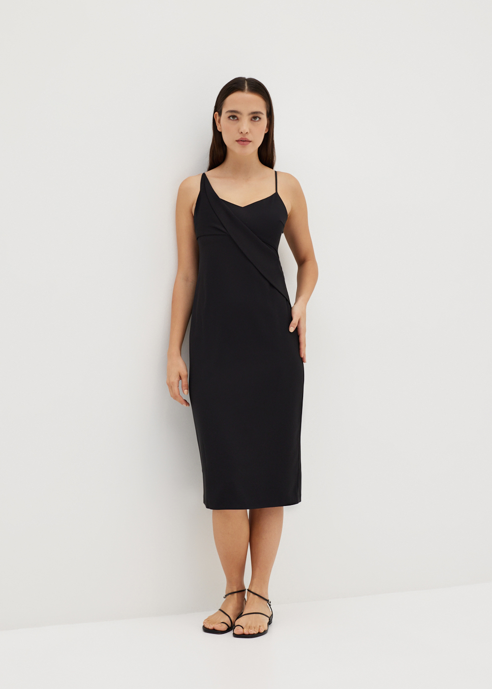 

Ayesha Asymmetric Drape Front Column Dress-014-S