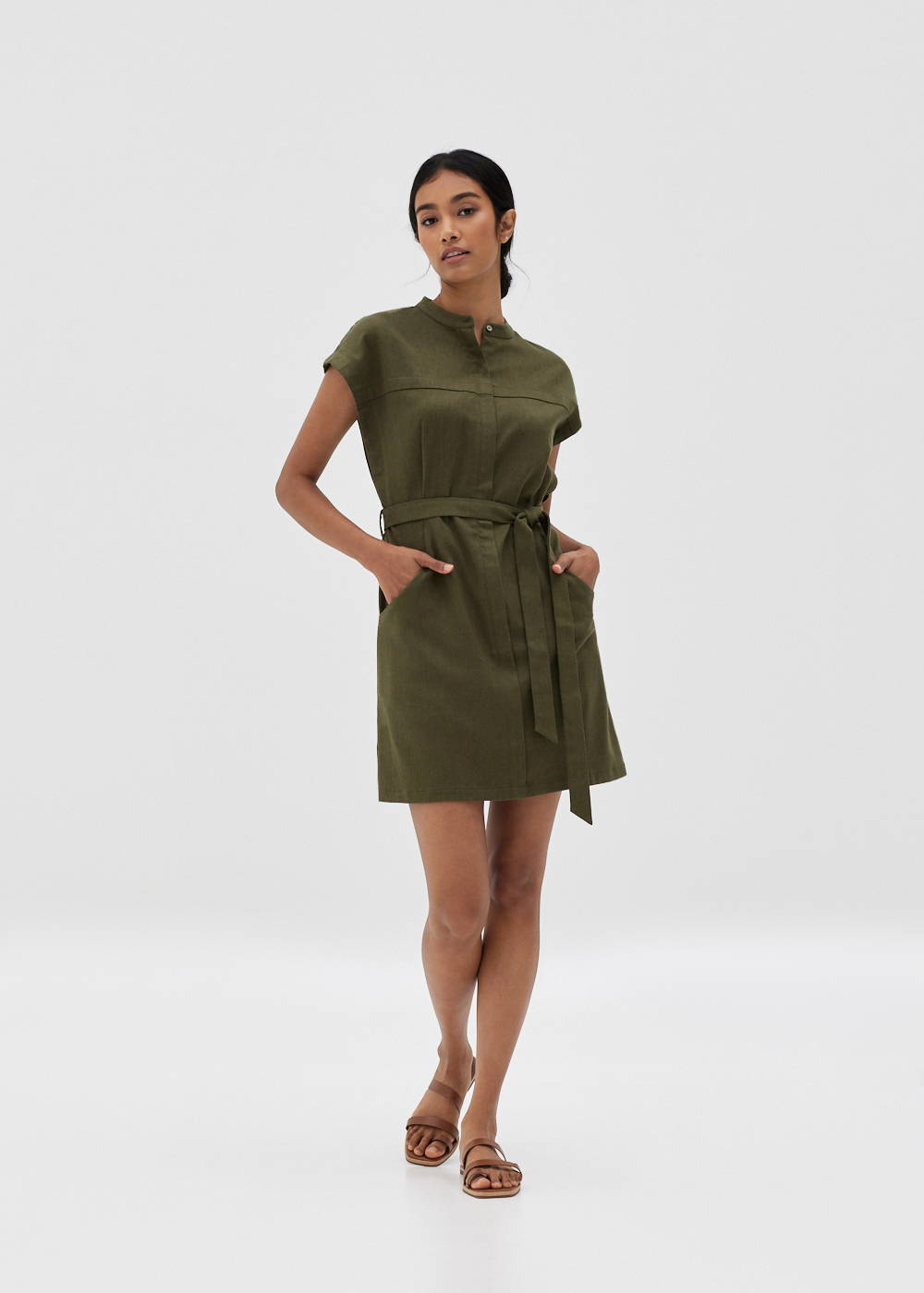 

Julianna Linen Shirt Dress-079-XL