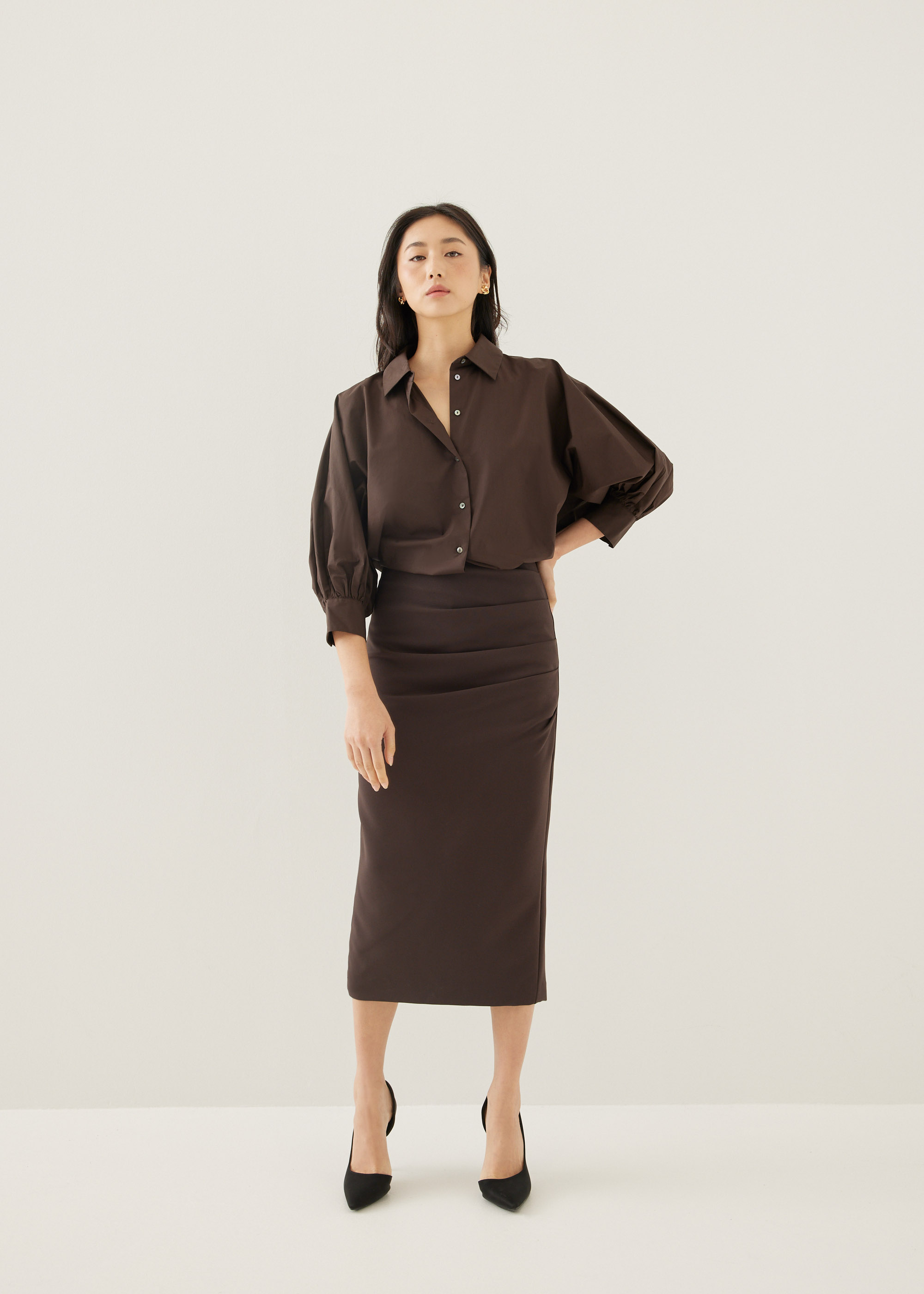 

Mailea Side Pleat Column Skirt (2022 Version)-273-XXL