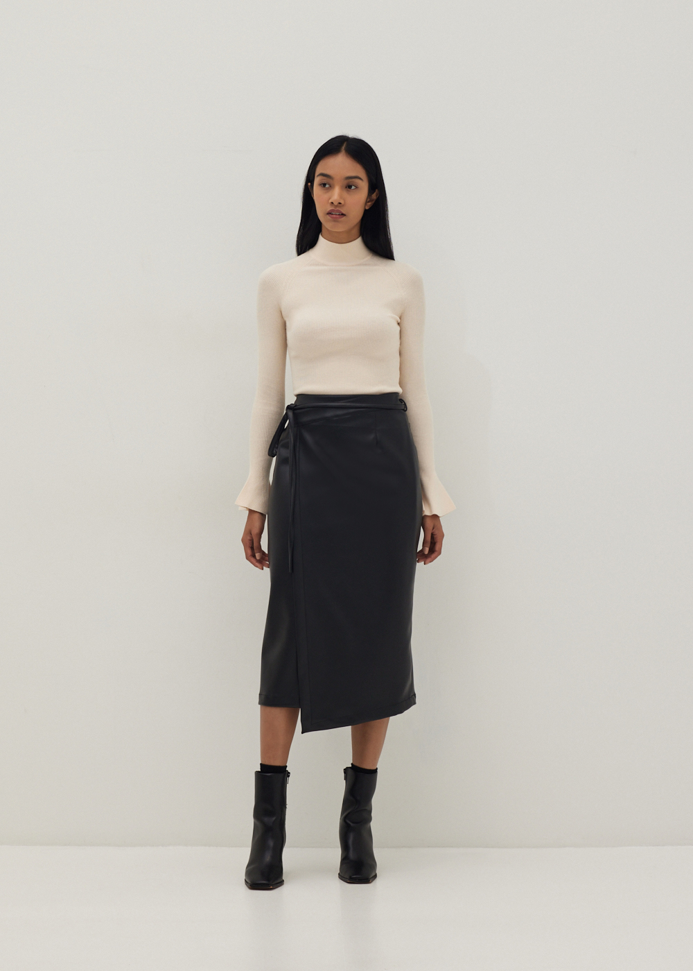 

Zayla Faux Leather Wrap Skirt-014-S