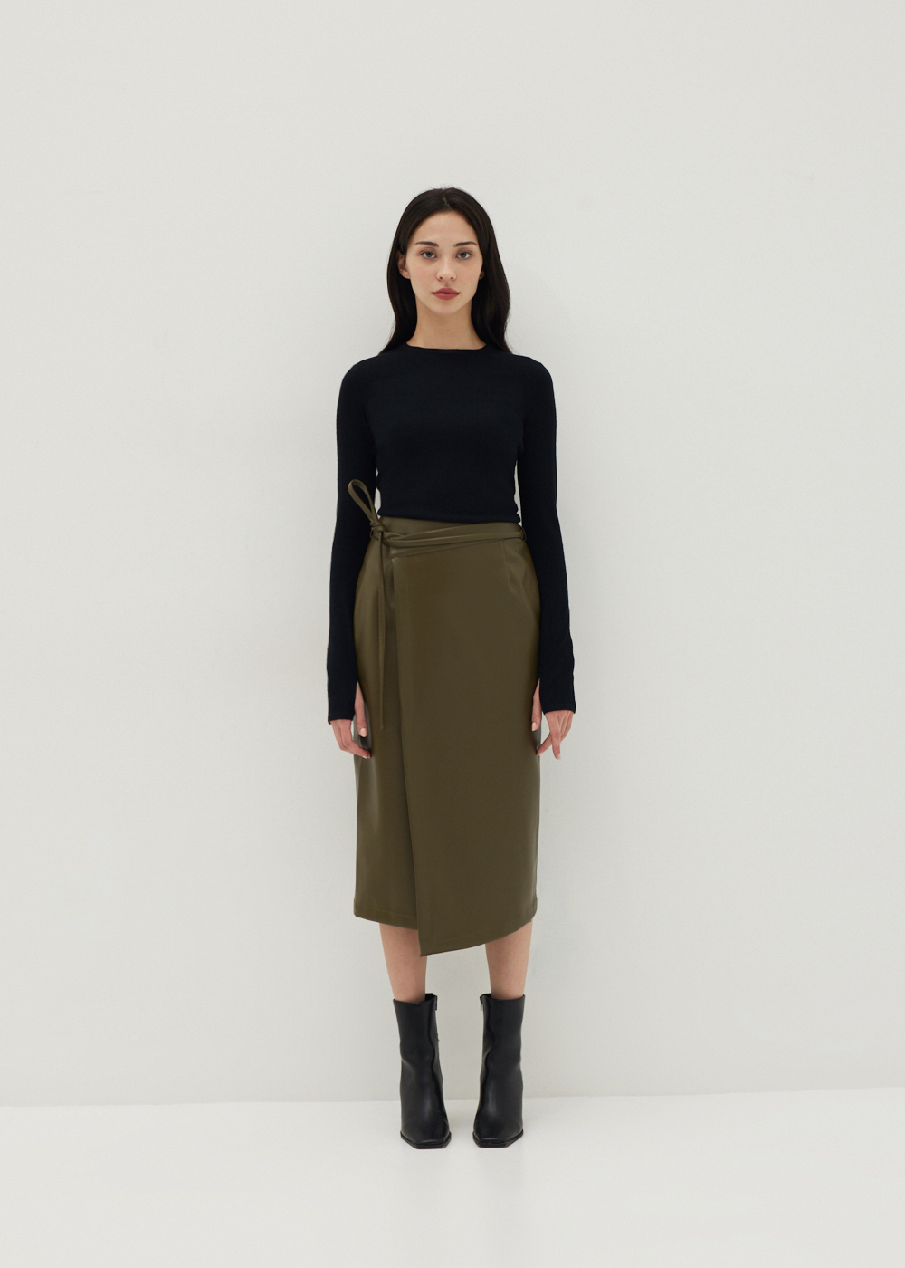 

Zayla Faux Leather Wrap Skirt-079-L