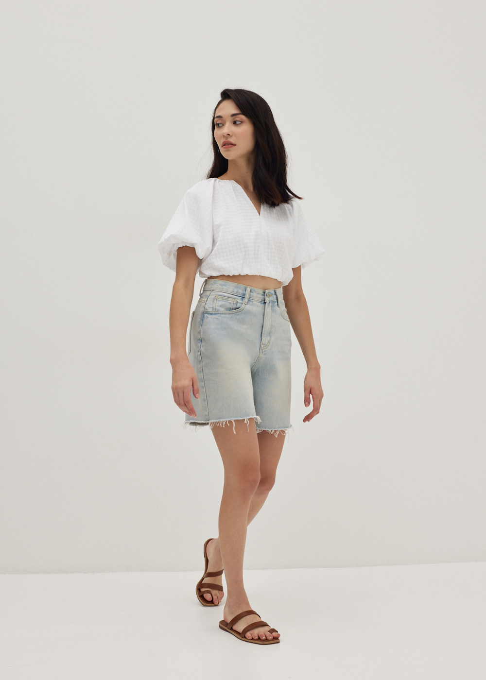 

Mallison Puff Sleeve Crop Top-031-M