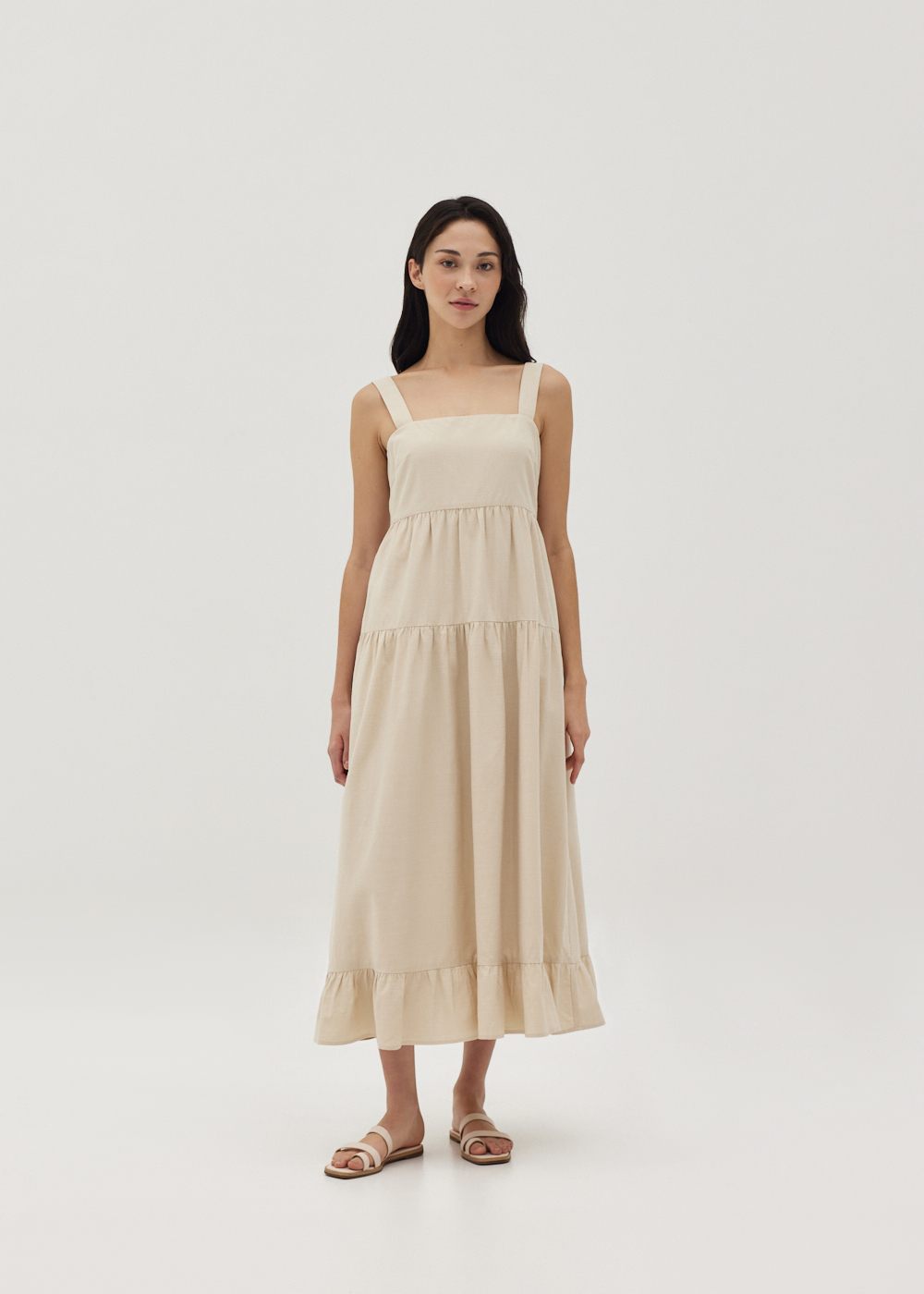 

Leona Linen Tiered Maxi Dress-042-L