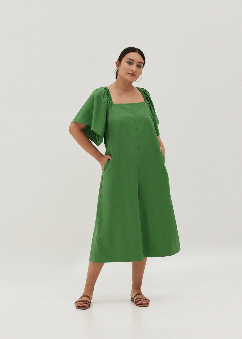 

Diedre Elastic Flutter Sleeve Jumpsuit-366-L