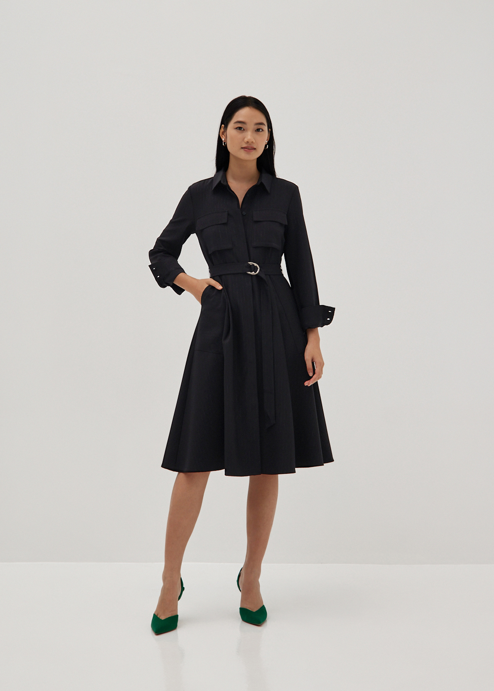 

Sutton Lurex Pinstripe Shirt Dress-014-L