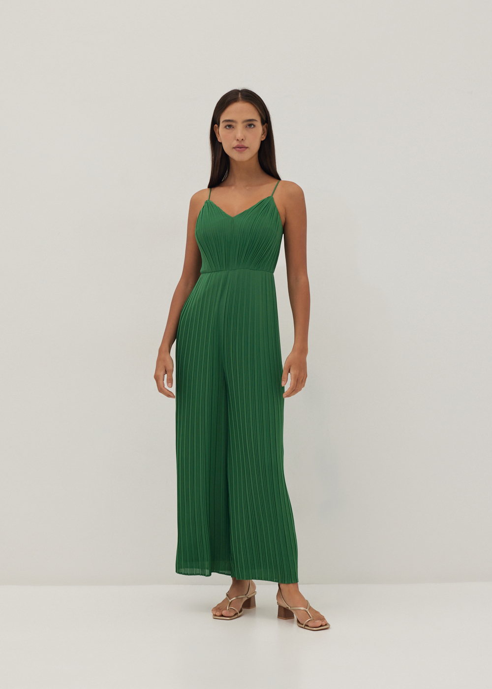 

Marlene Pleated Straight Leg Jumpsuit-366-M