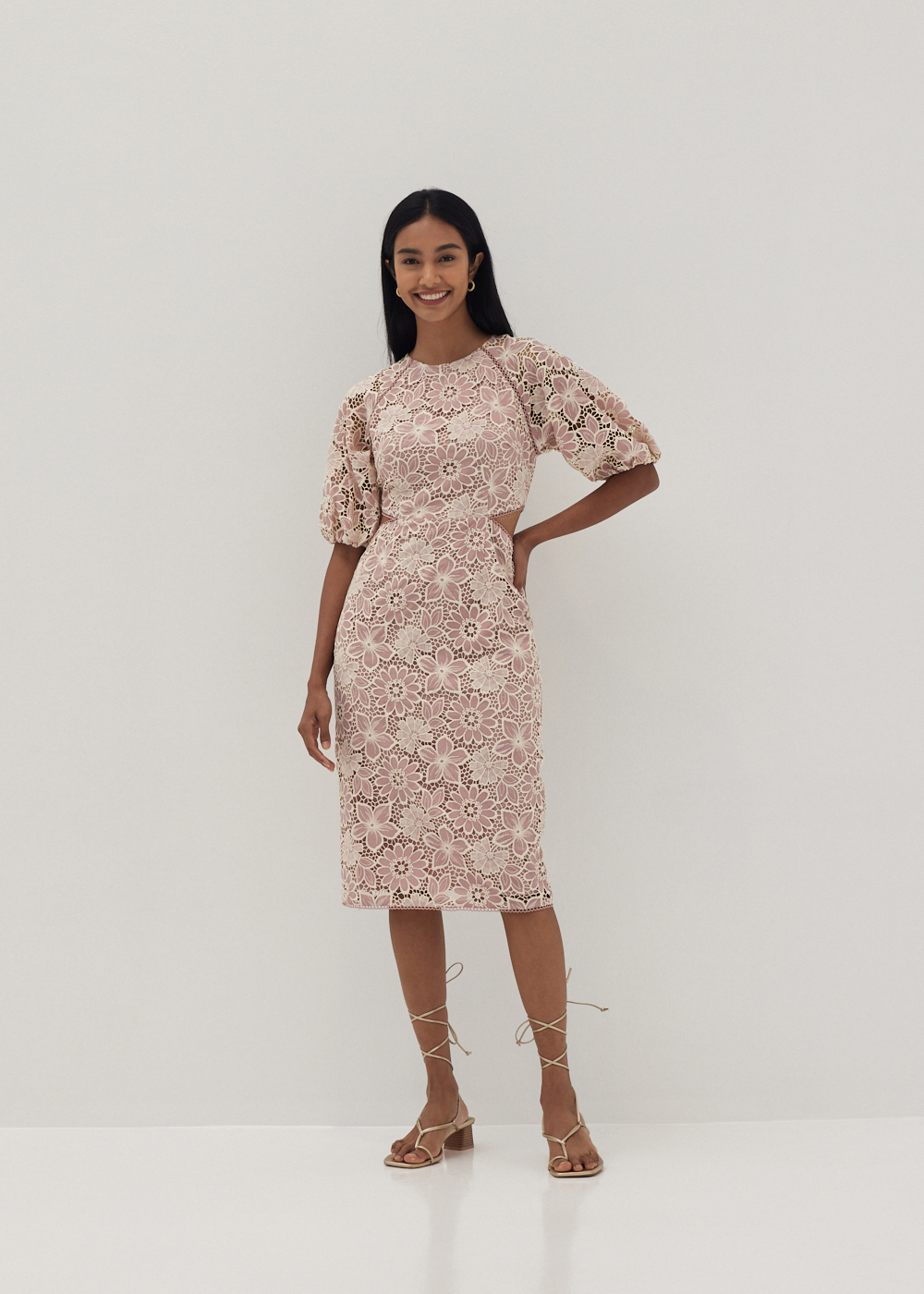 

Venus Lace Cut Out Midi Dress-026-S