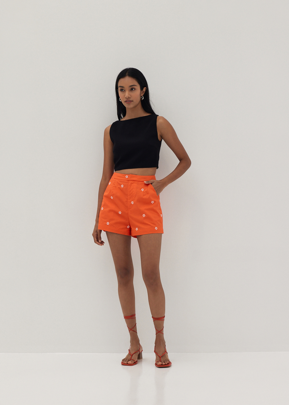

Charli Embroidered A-line Shorts-007-L