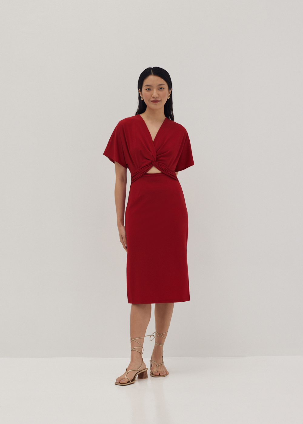 

Bryna Twist Front Midi Dress-020-XL