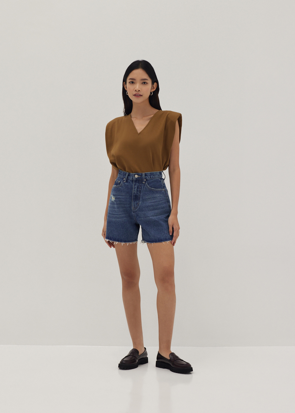 

Frances Fray Hem Denim Shorts-417-S