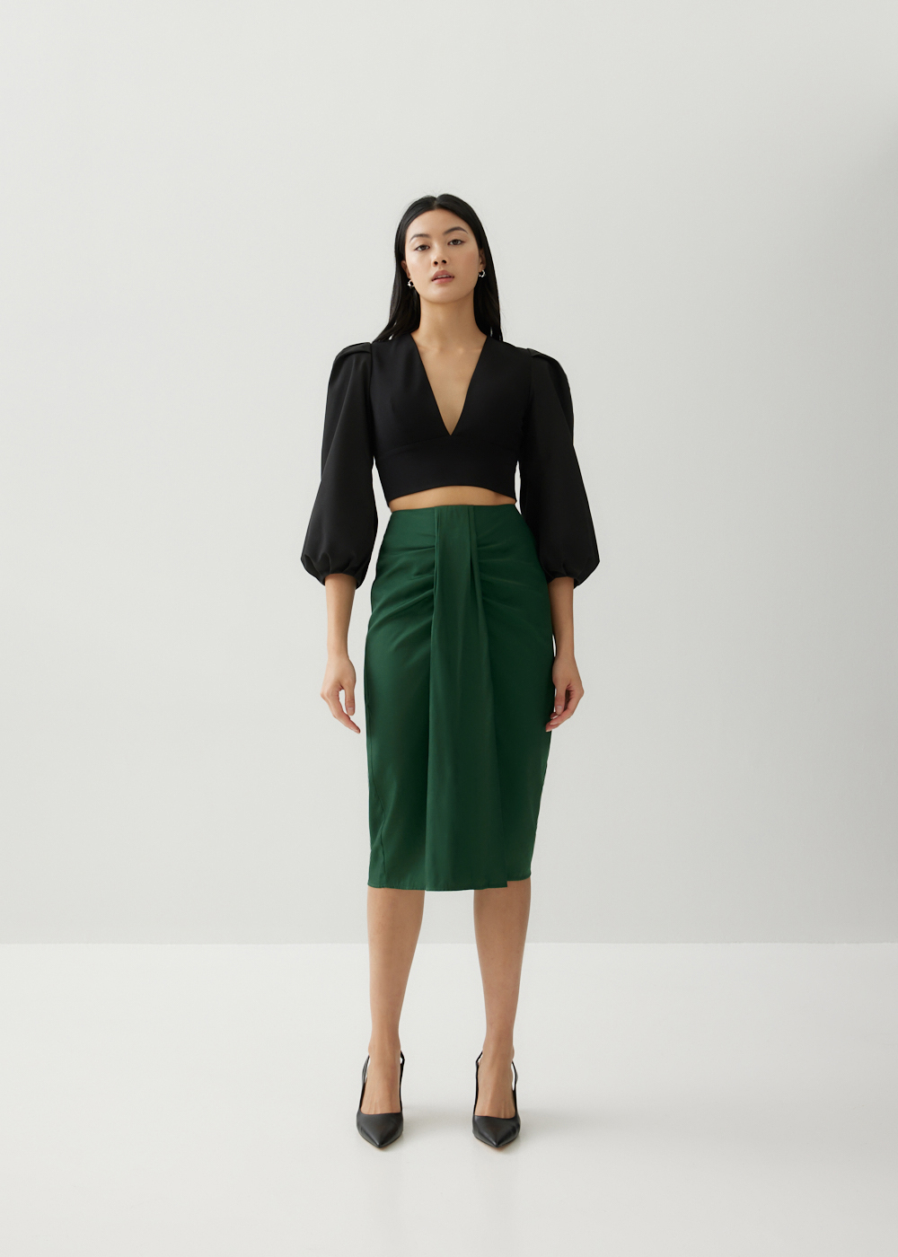 

Rayzel Ruched Pencil Skirt-338-XS