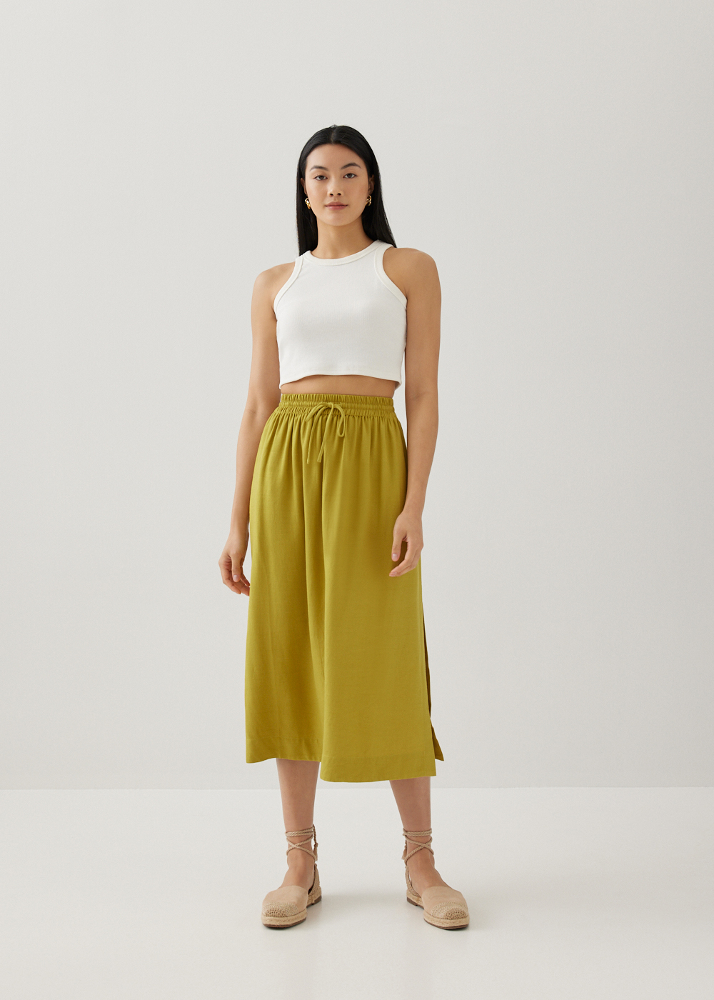 

Alayna Elastic Linen Skirt-253-S