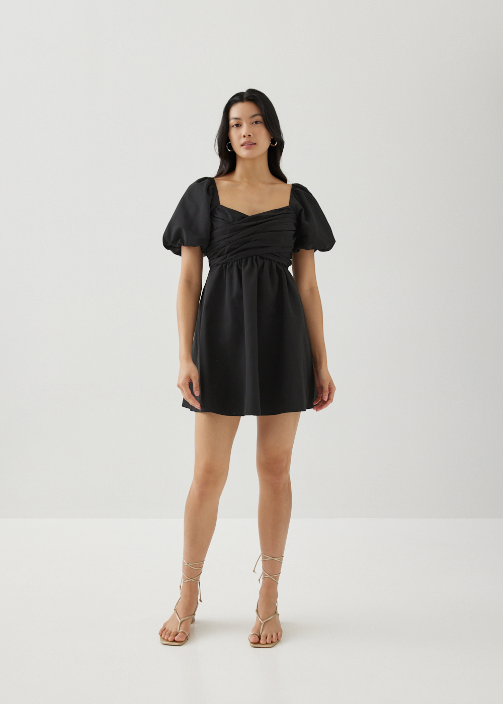 

Myla Ruched Puff Sleeve Dress-014-XL