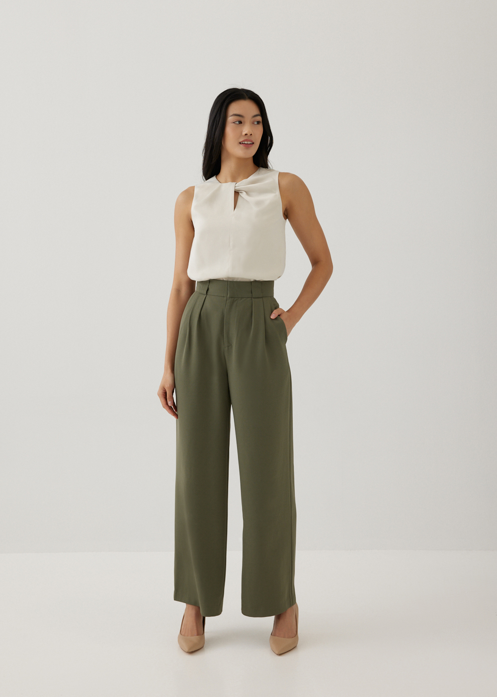 

Monalise Pleat Straight Leg Pants-160-XL