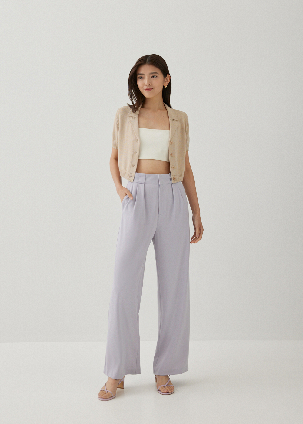 

Monalise Pleat Straight Leg Pants-245-XS