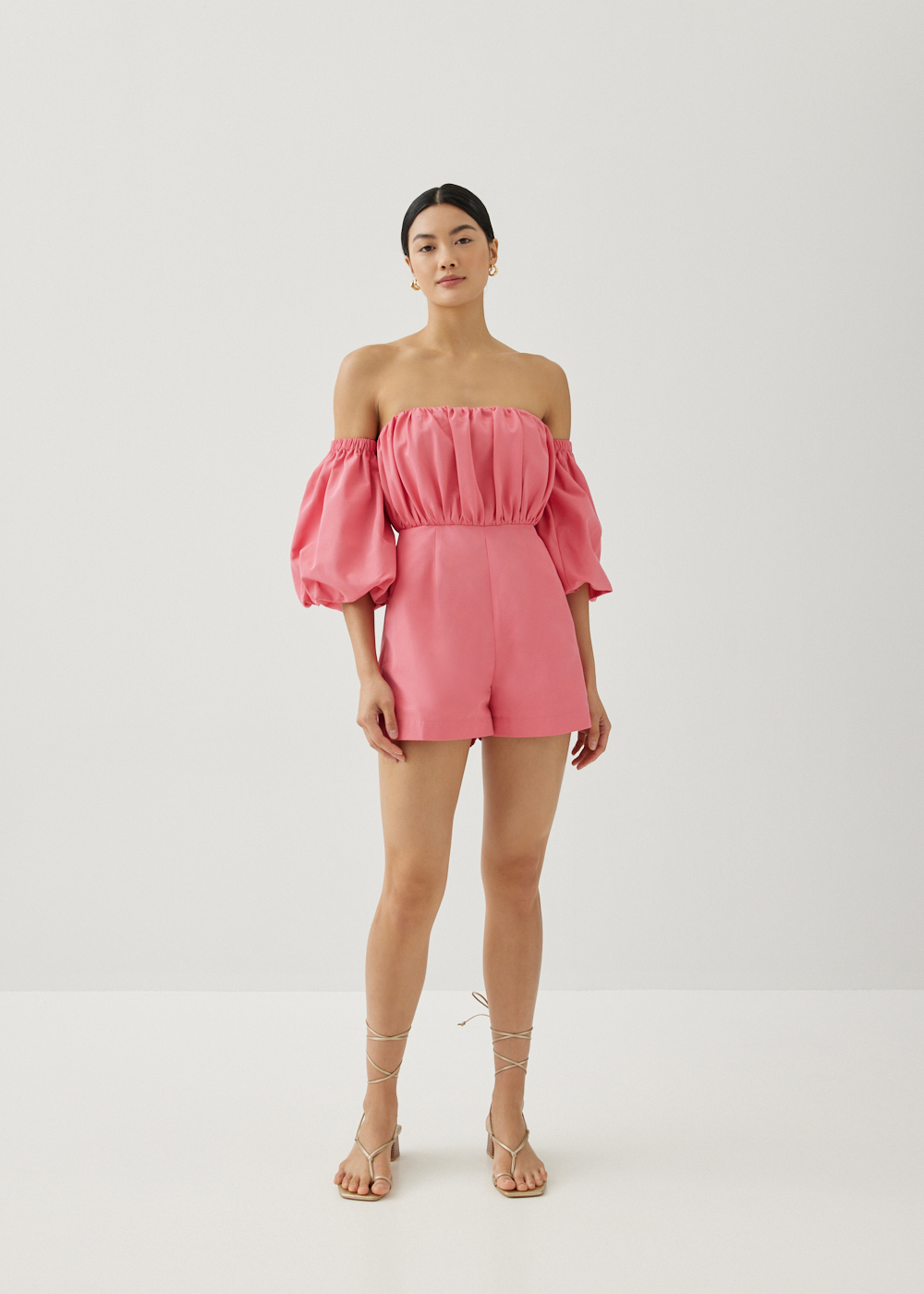 

Malika Ruched Off Shoulder Romper-386-XS