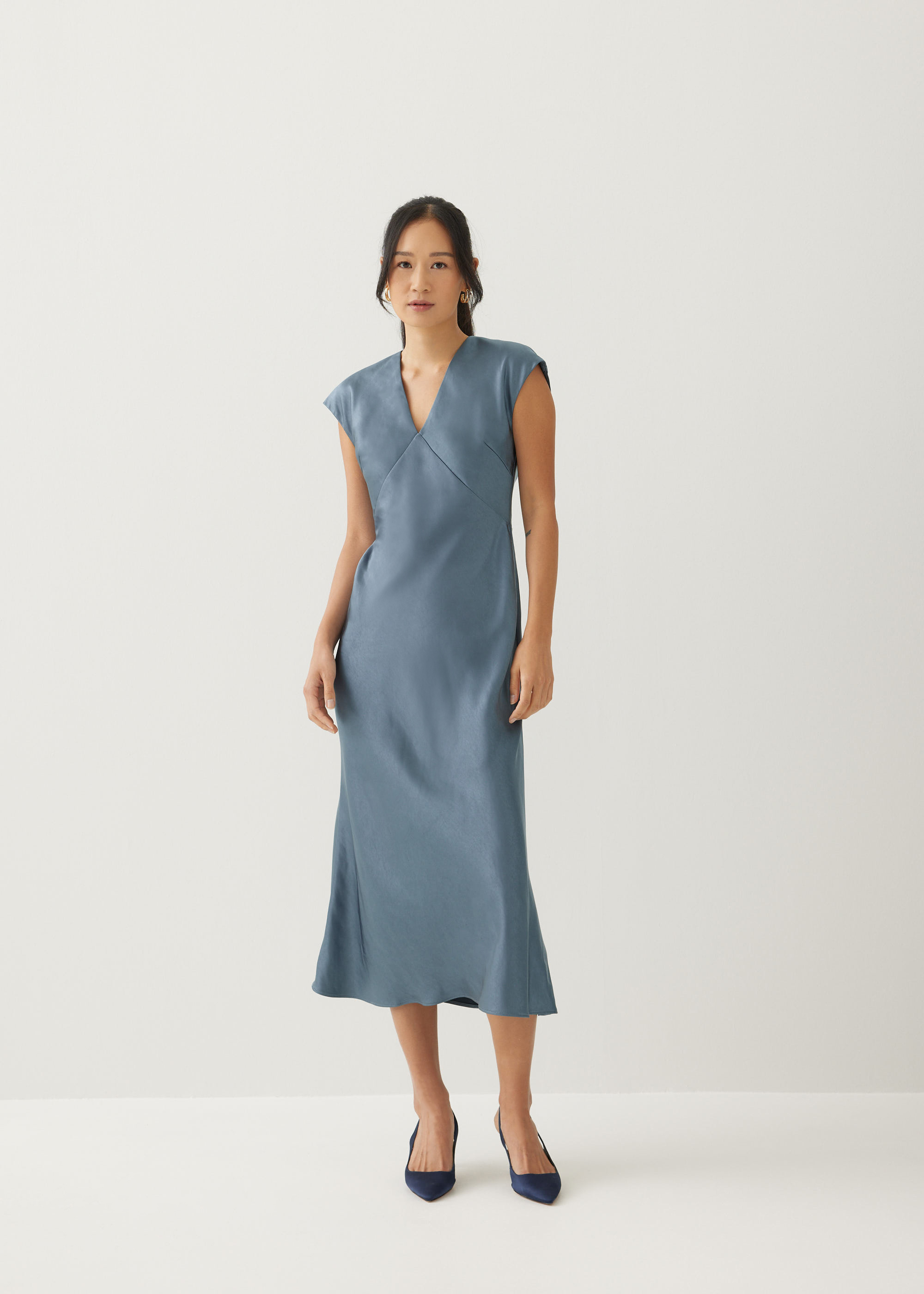 

Brenda Satin Bias Cut Midaxi Dress-231-XL