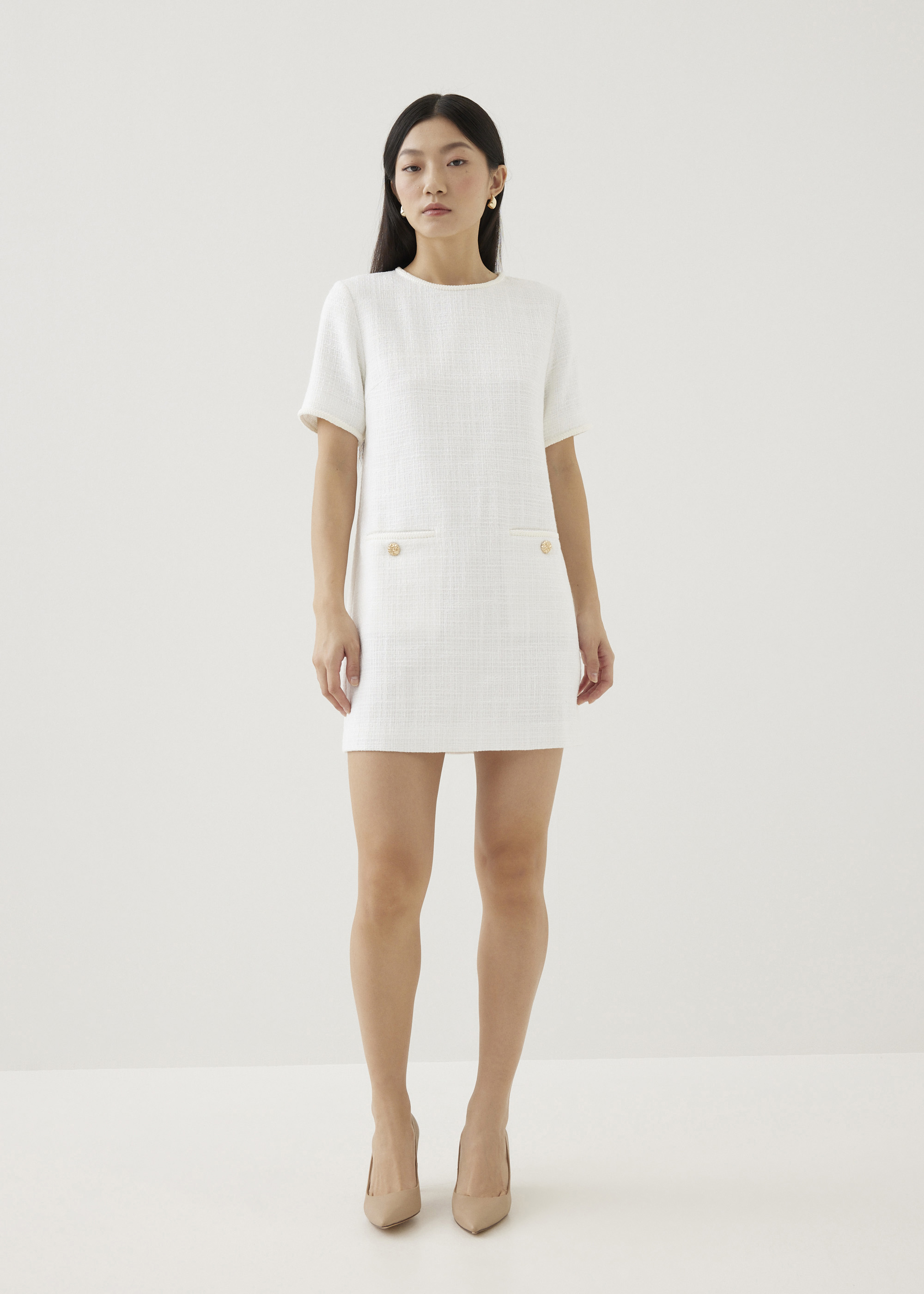 

Ashanti Tweed Shift Mini Dress-031-XS