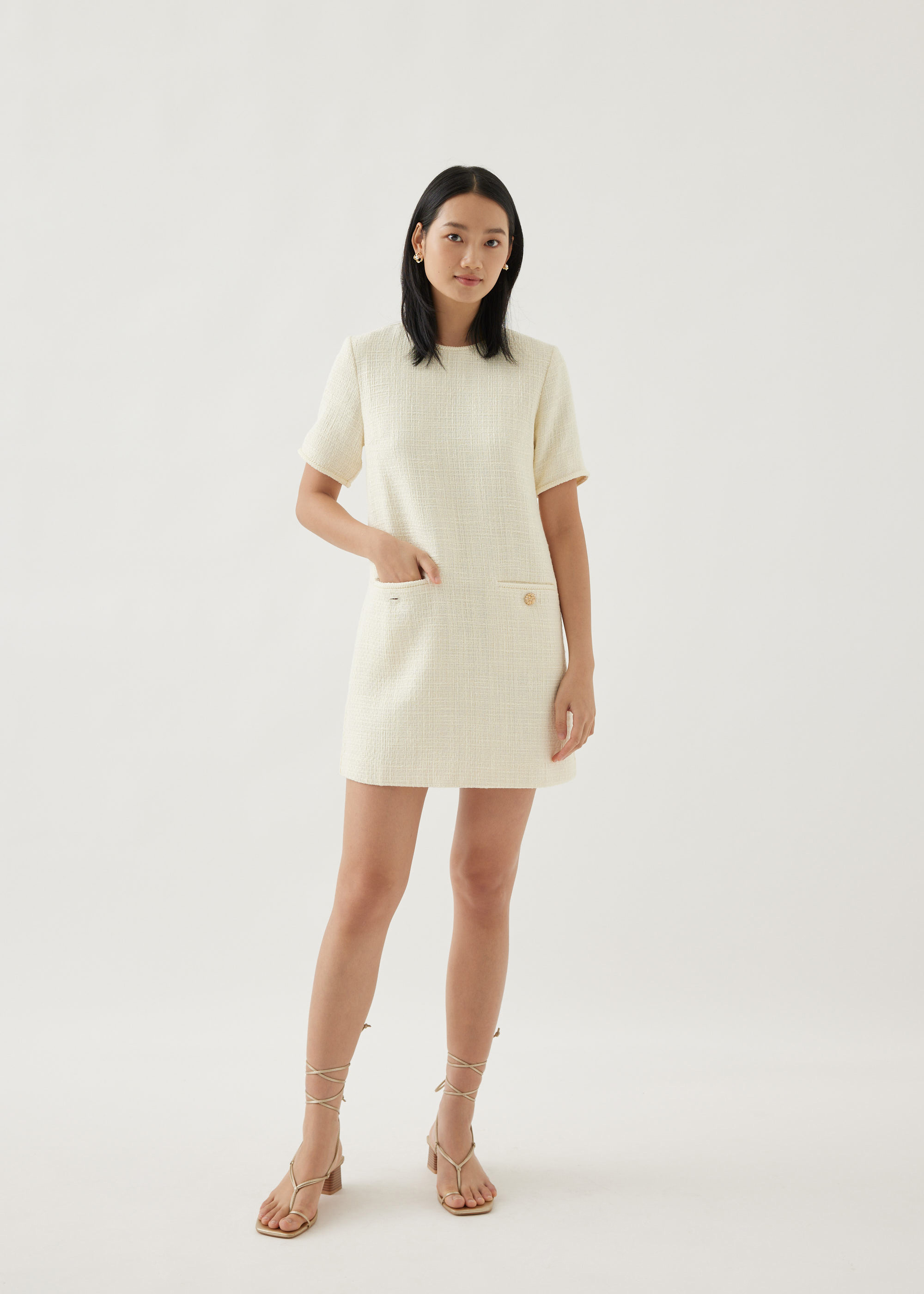 

Ashanti Tweed Shift Mini Dress-035-XL