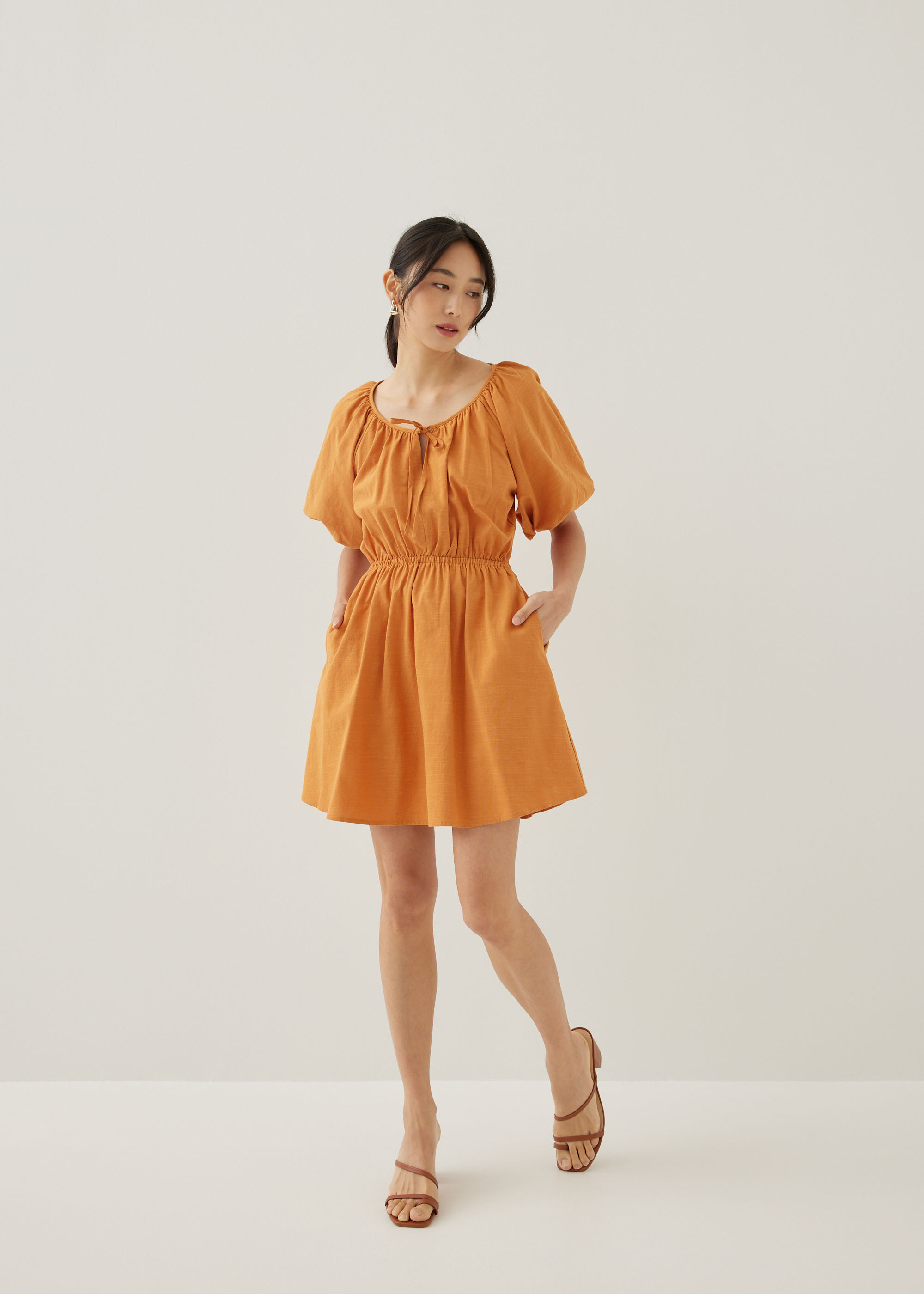 

Ellamay Cotton Puff Sleeve Mini Dress-251-S