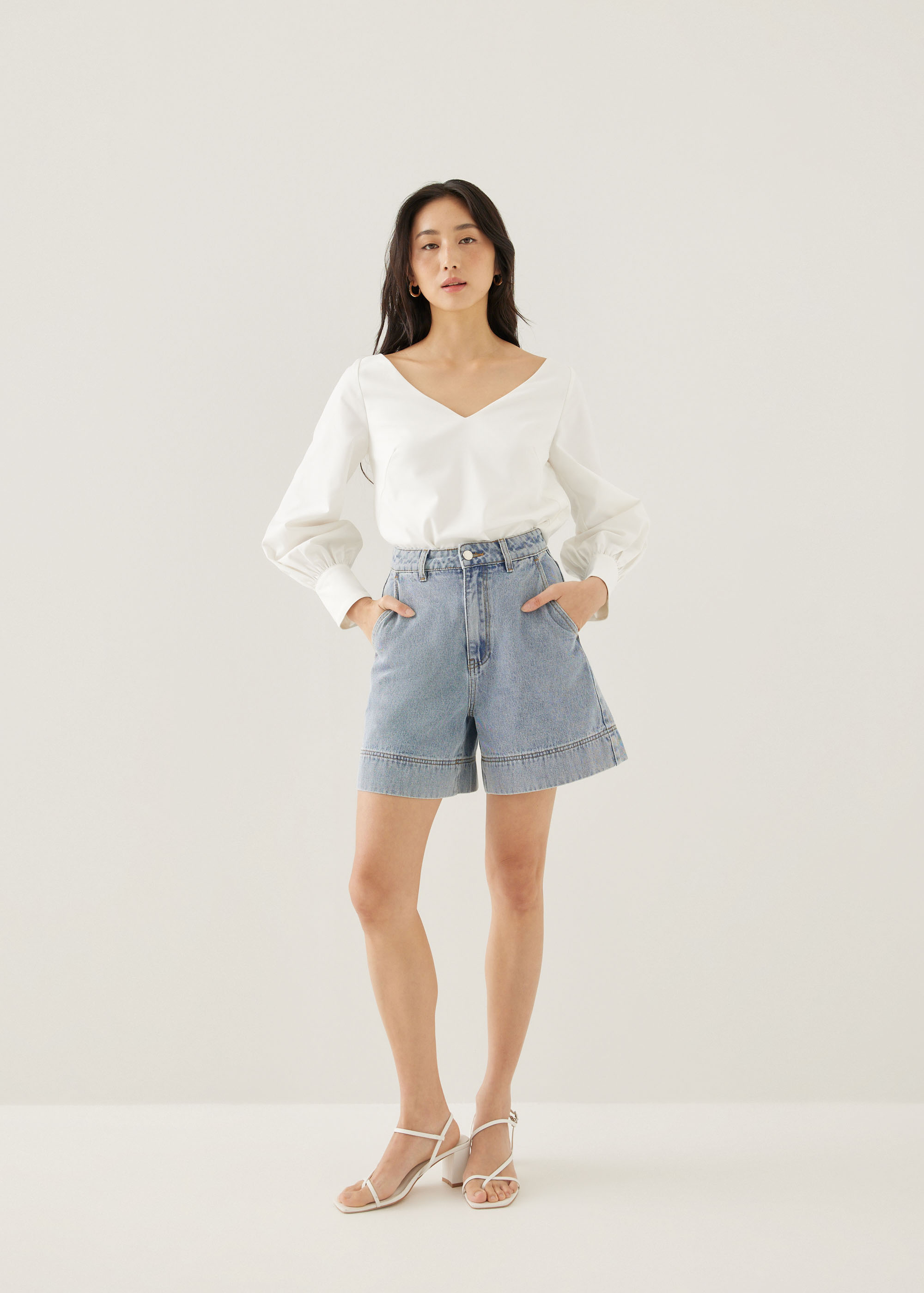 

Mariet Denim Flare Shorts-416-M