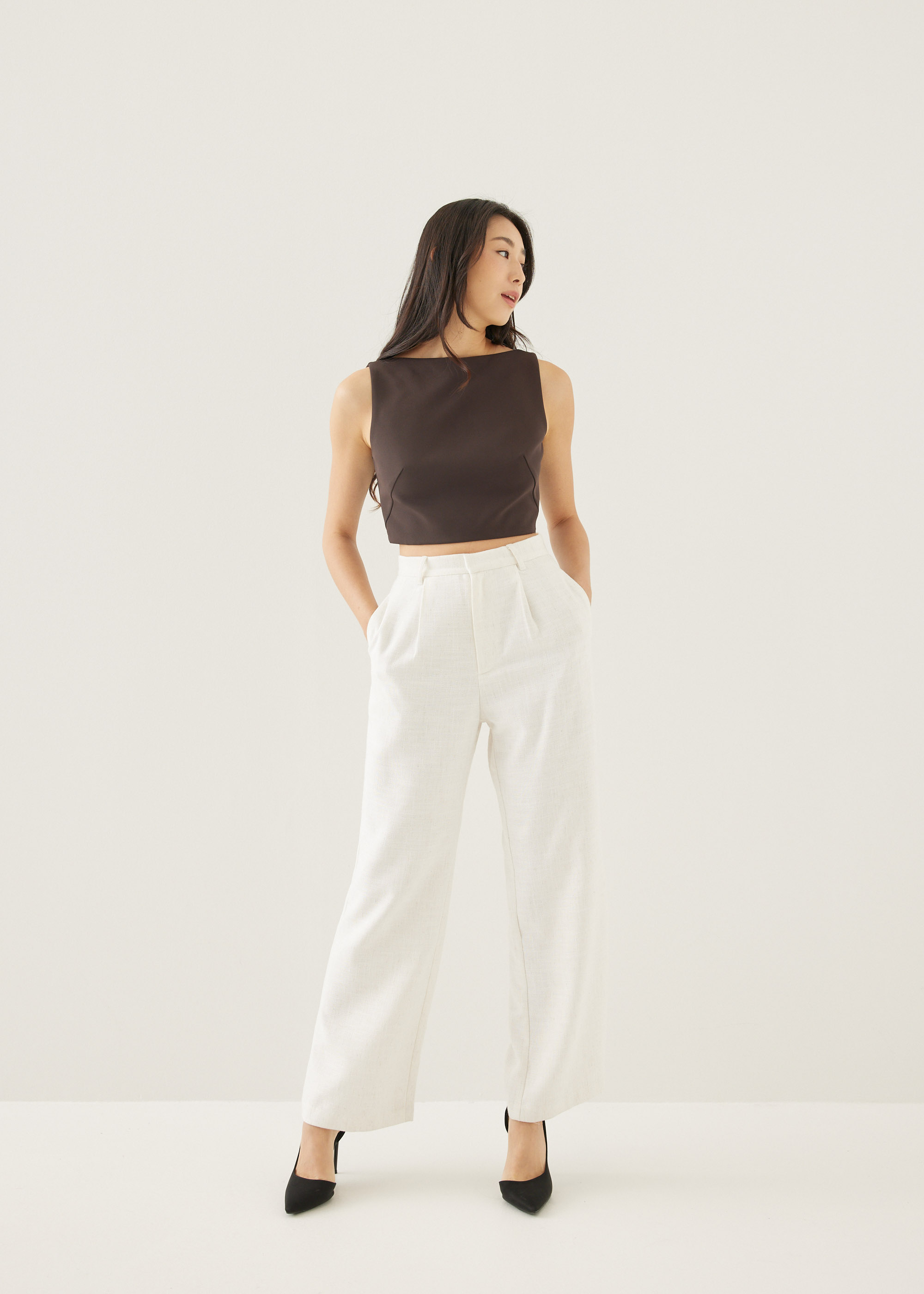 

Mailea Boat Neck Crop Top-273-S