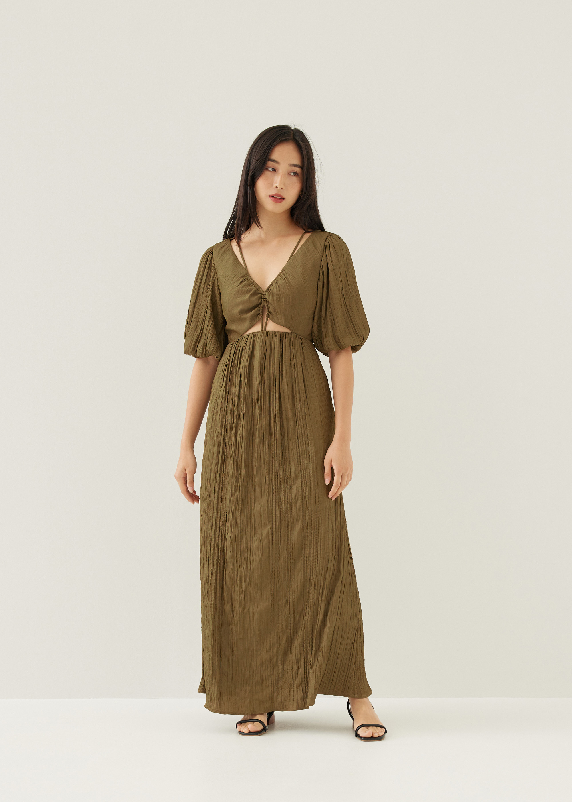 

Lynn Padded Textured Fit & Flare Maxi Dress-157-XL