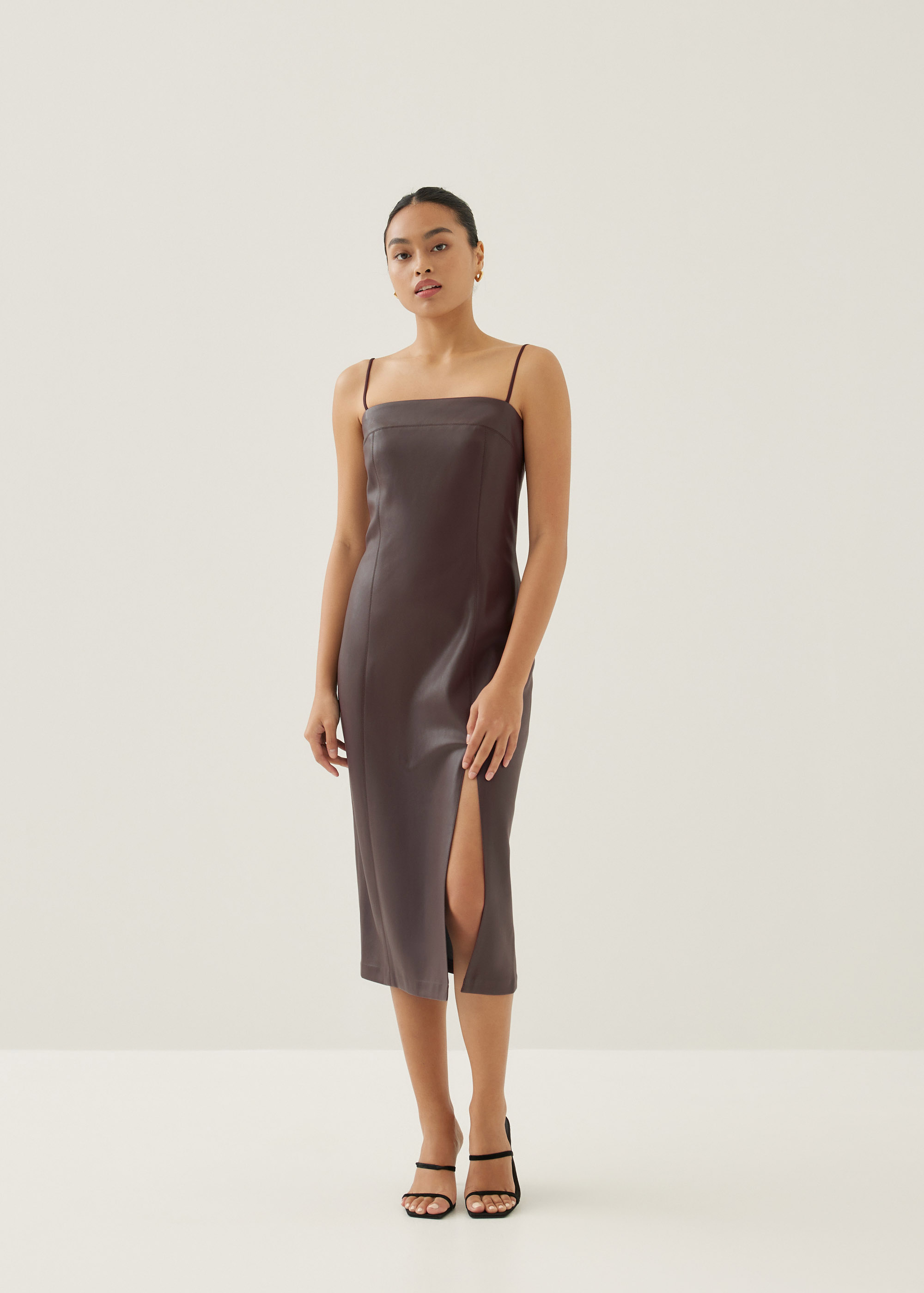 

Lettie Pleather Column Midi Dress-273-M