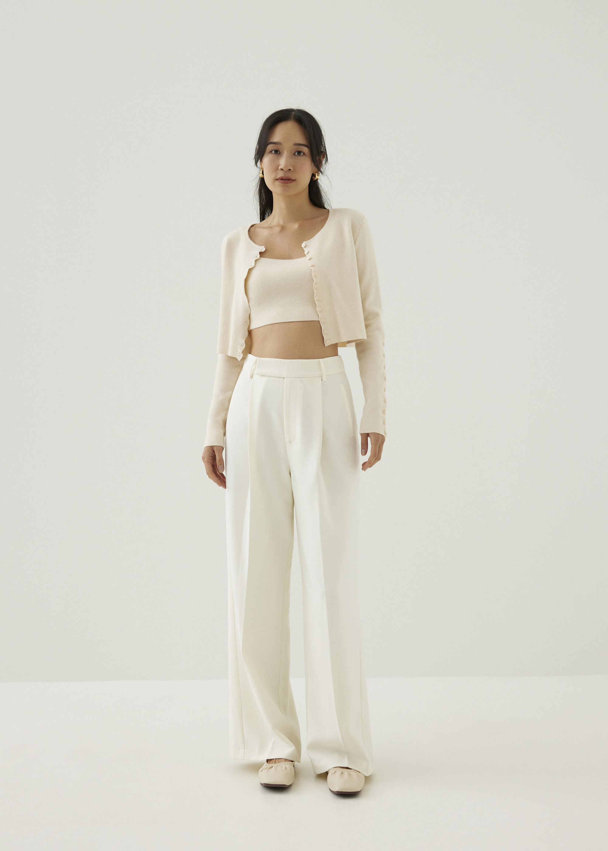 

Rasha Mid Waist Tailored Straight Leg Pants-031-XS