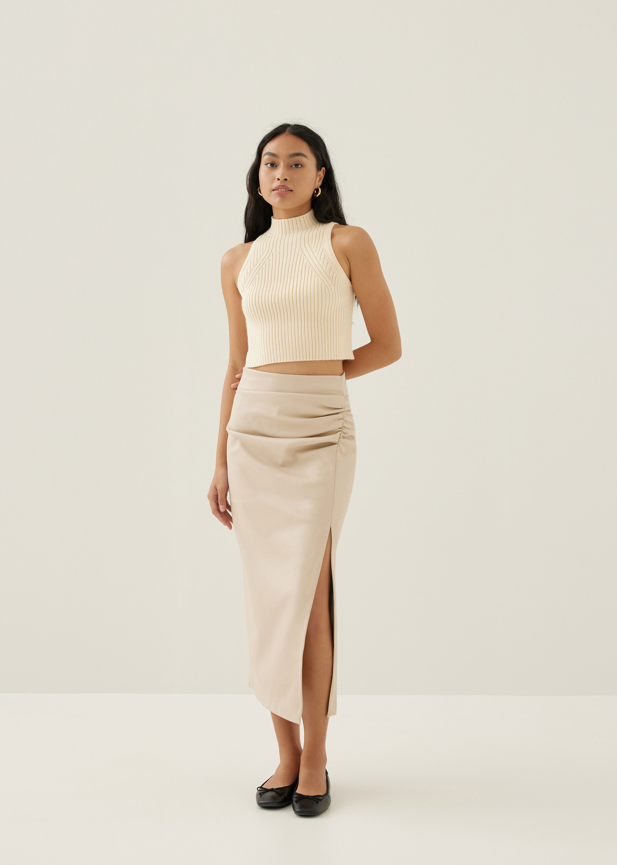 

Christie Pleather Column Midaxi Skirt-279-M