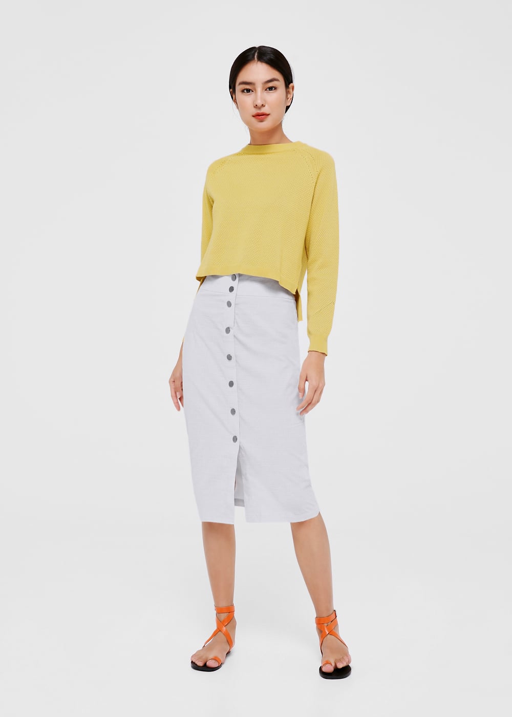 button front skirt pencil