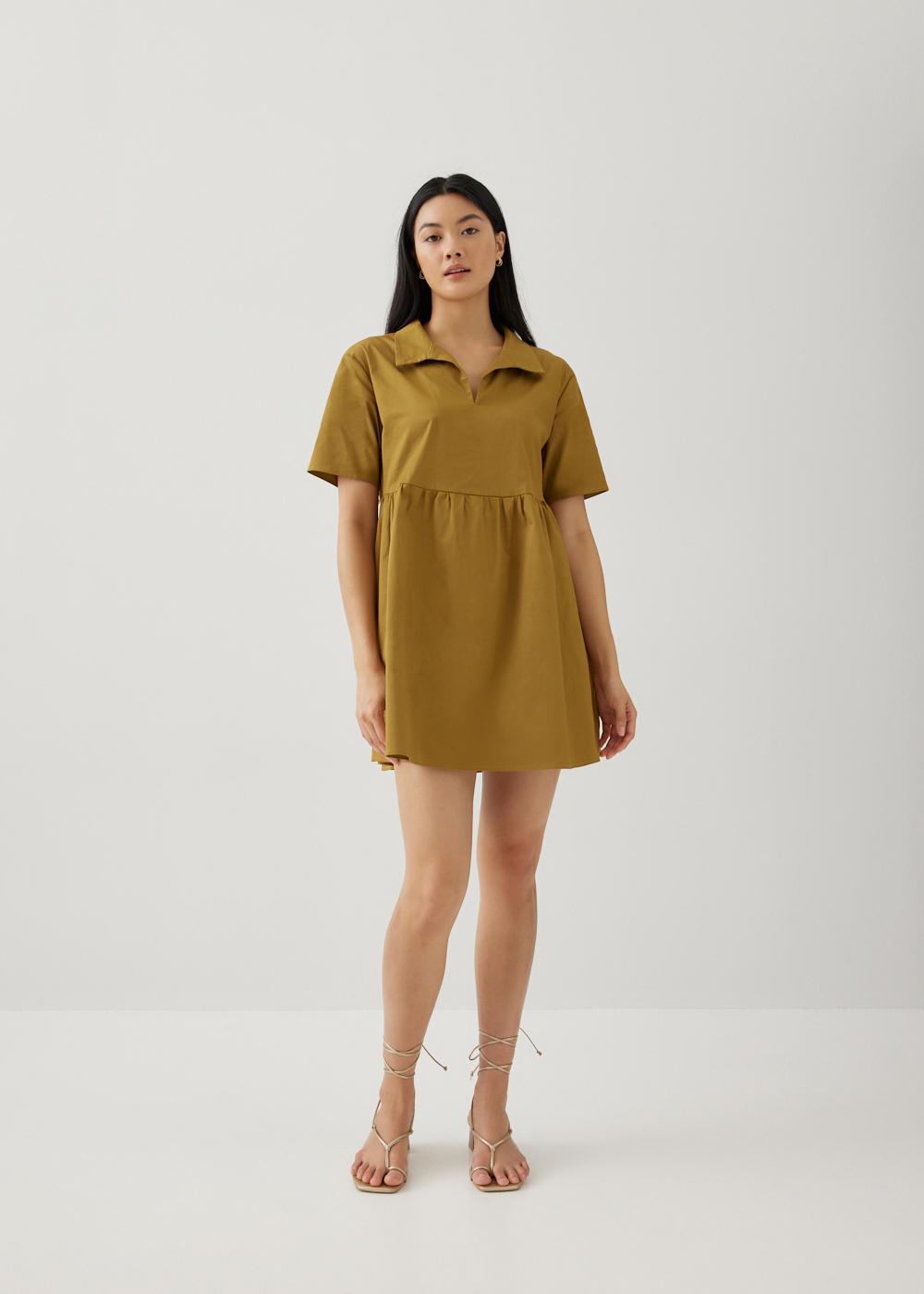 

Heather Cotton Babydoll Shirt Dress-275-M