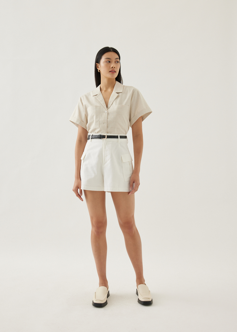 

Ferica Linen Boxy Shirt-035-XS