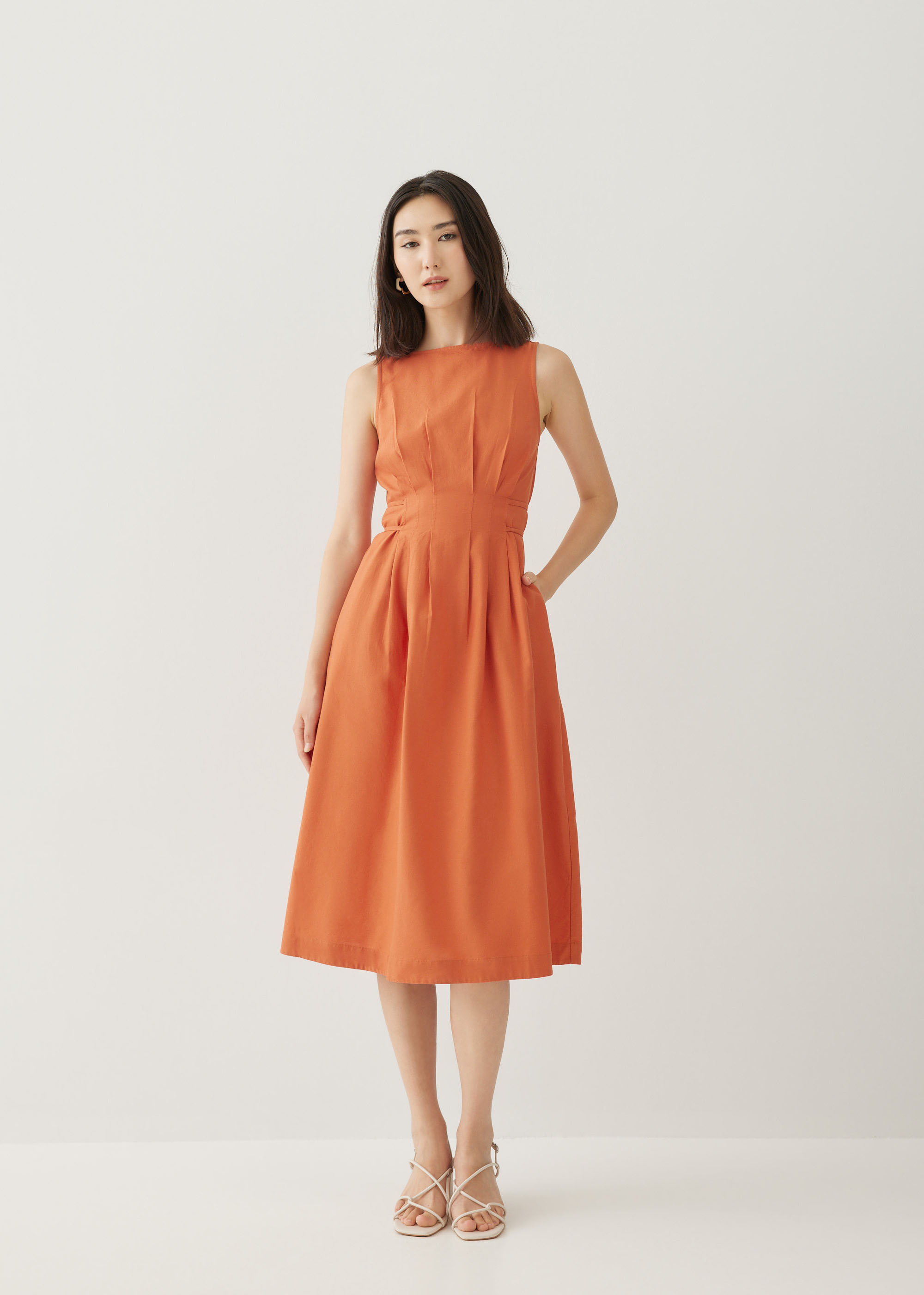 

Aleeza Cotton Fit & Flare Midi Dress-414-S