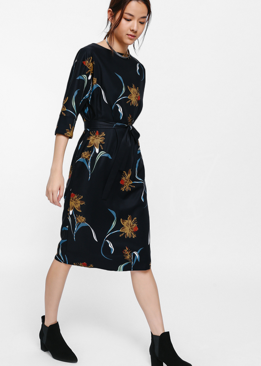 Buy Kerri Printed Sash Midi Dress 