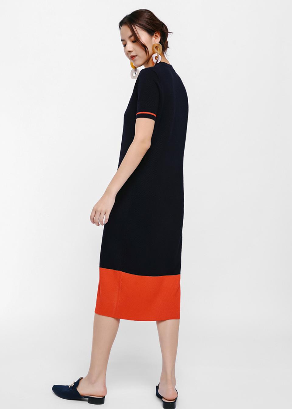 Grennett Colourblock Hem Knit Midi Dress
