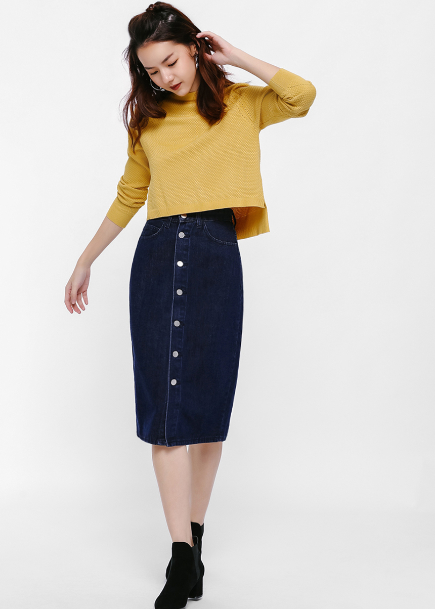 denim midi skirt xs