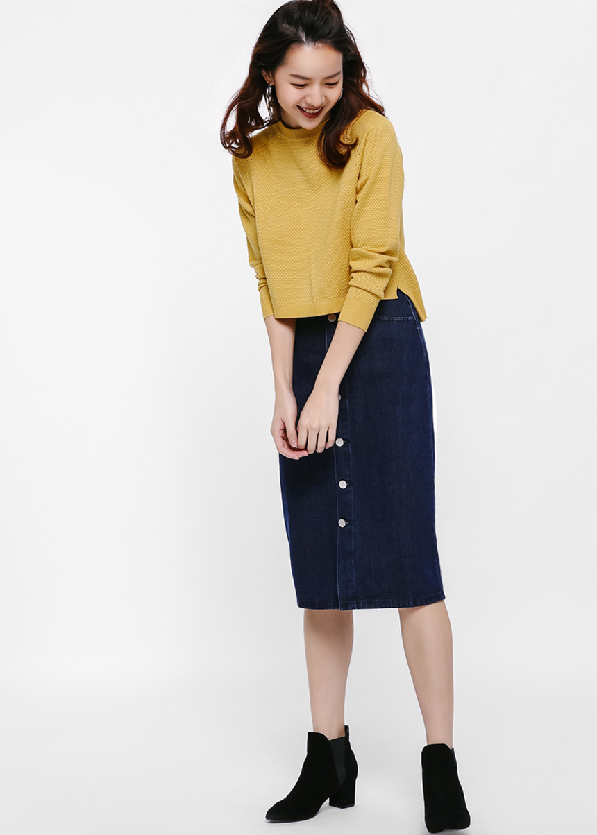 denim midi skirt xs