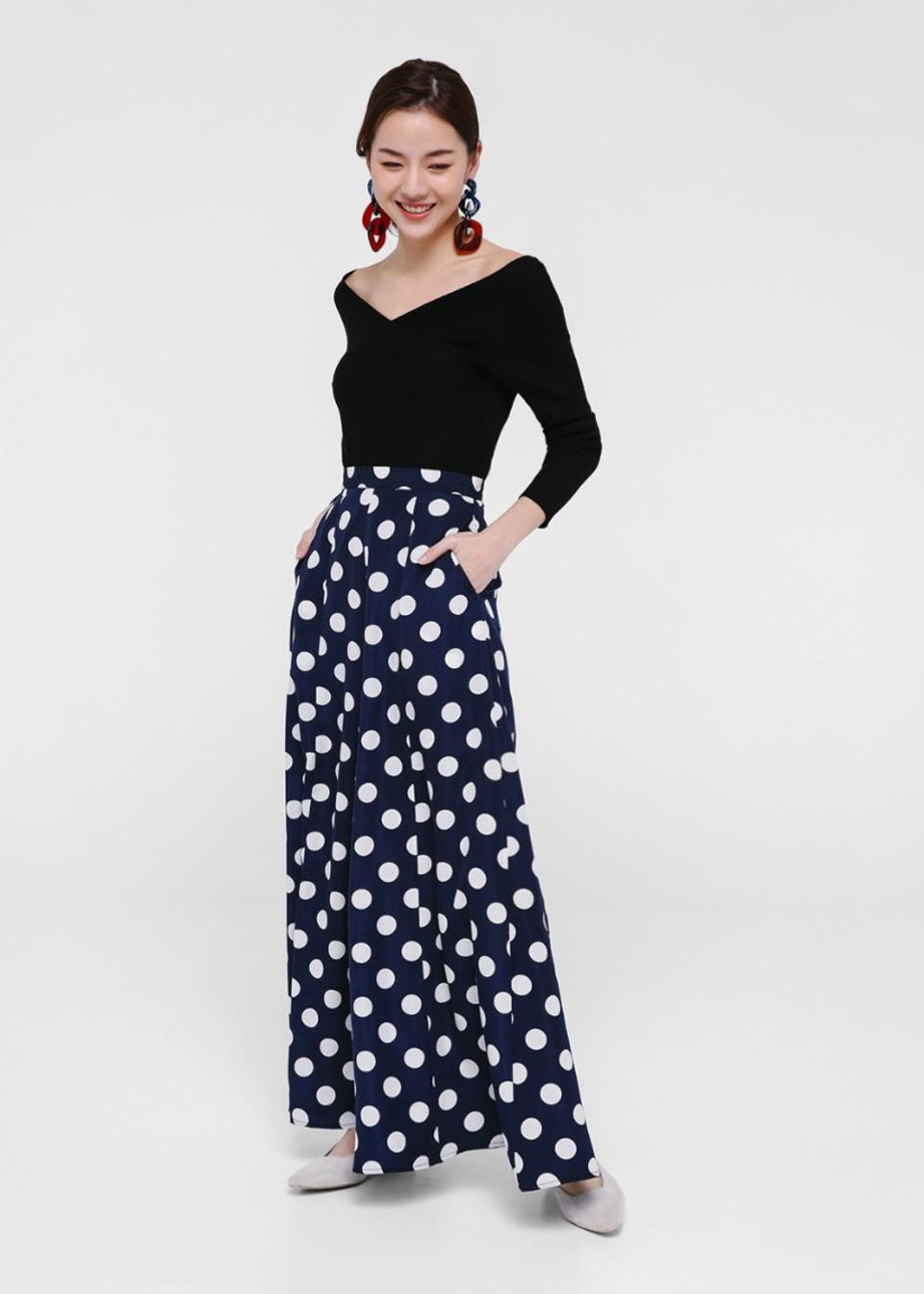 Buy Carola Polka Dot Wide Leg Pants Love Bonito Singapore Shop Women S Fashion Online