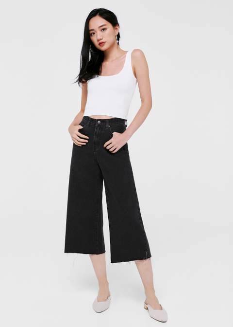 Buy Vivian Culotte Jeans Black Love Bonito Singapore Shop Women S Fashion Online