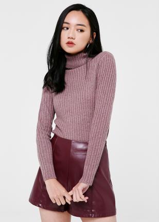 Ember Ribbed High Neck Sweater