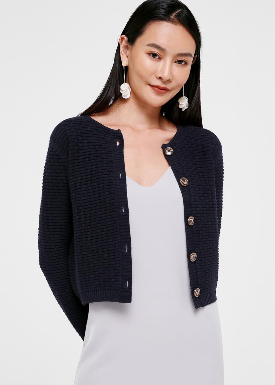 Corinne Ribbed Button Down Cardigan