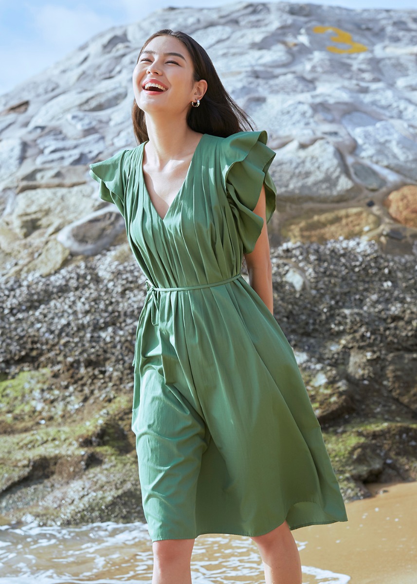 pleated ruffle dress