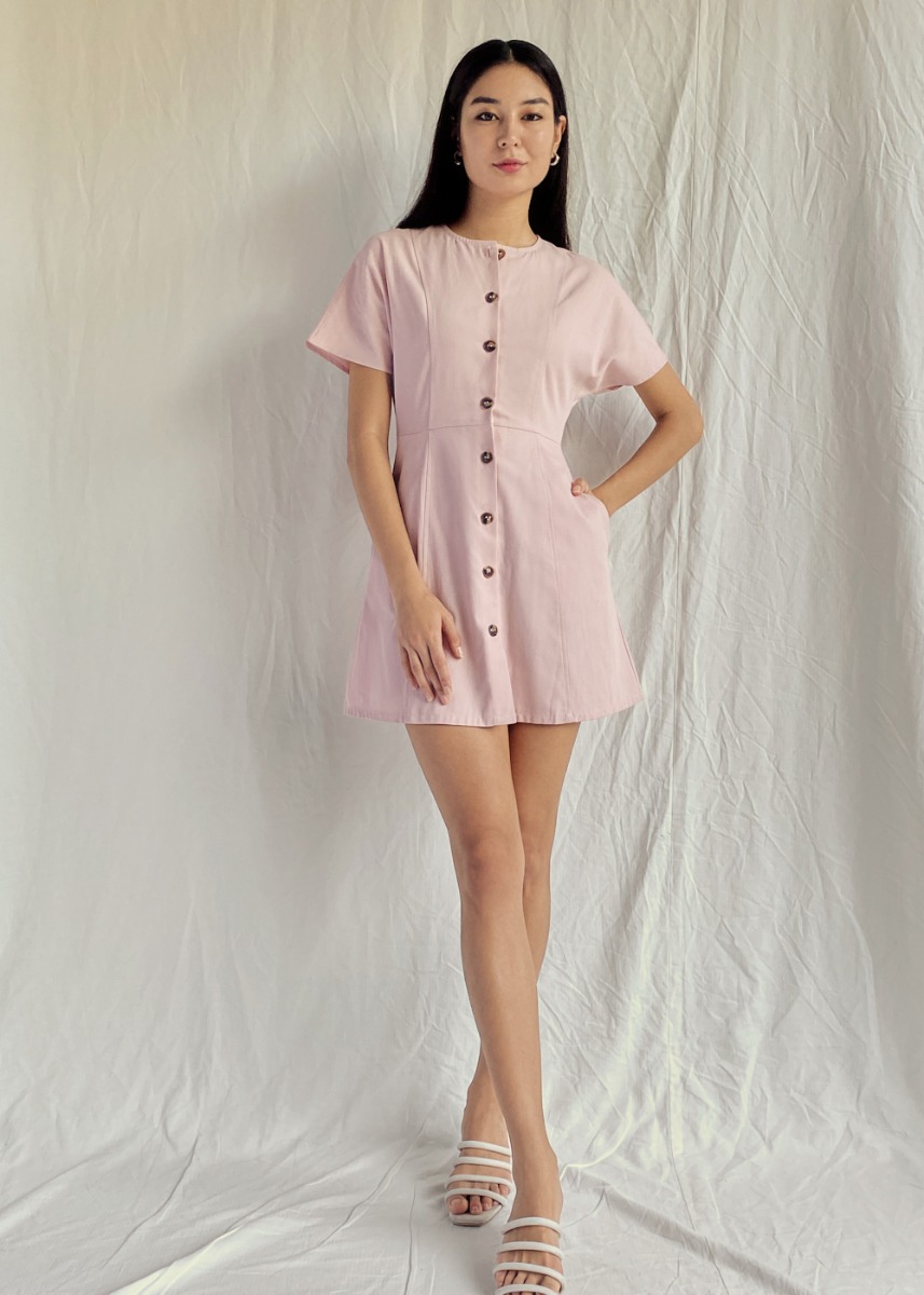 button down pink dress