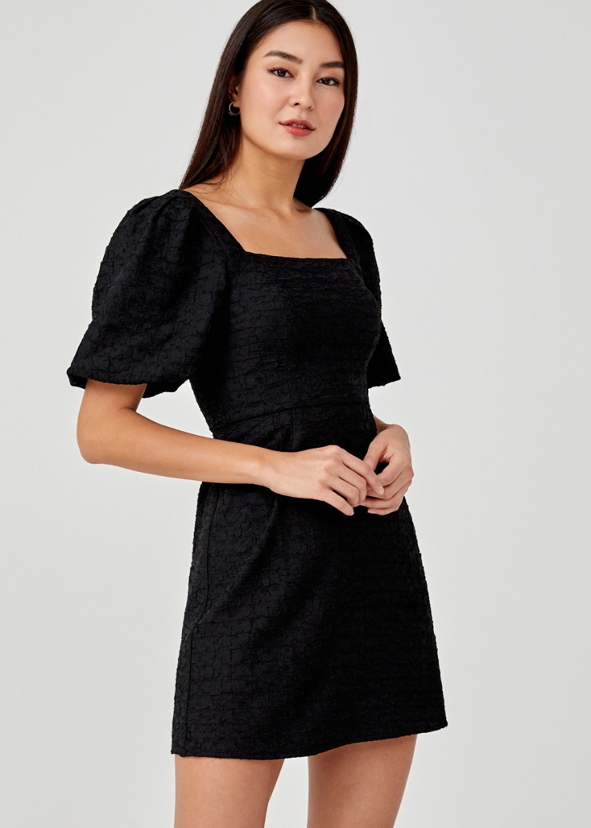 Buy Aria Square Neck Puff Sleeve Dress ...