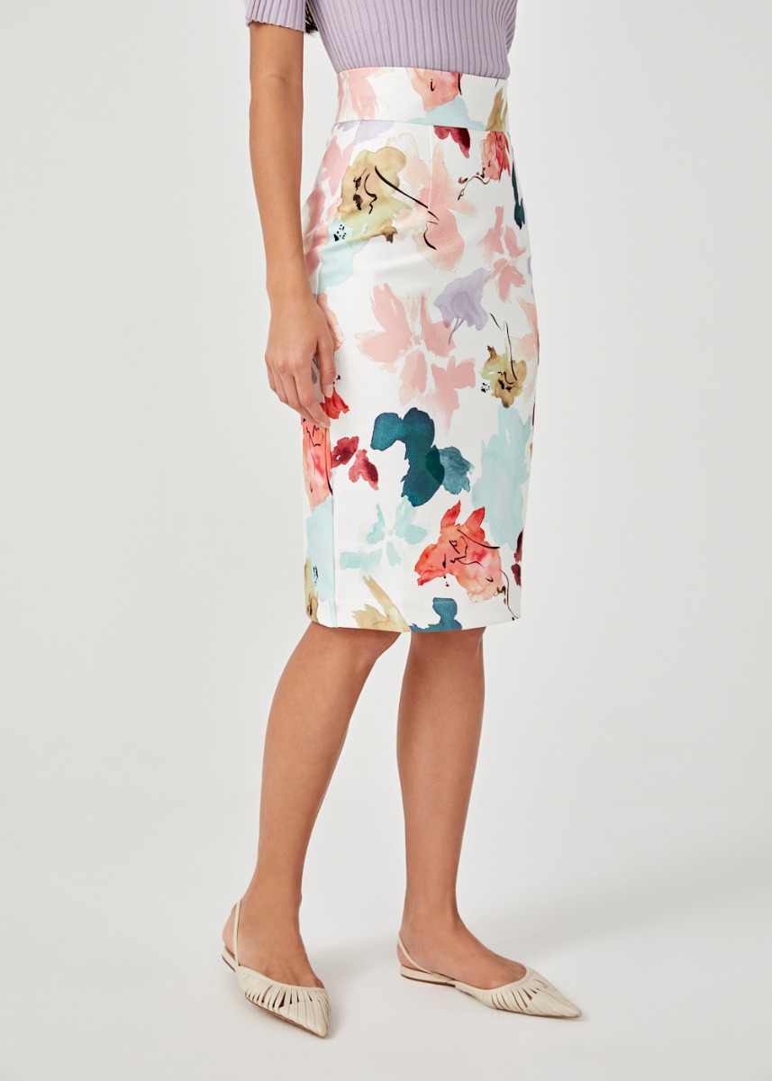 floral textured pencil skirt