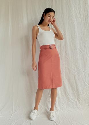 Willa Belted A-line Midi Skirt