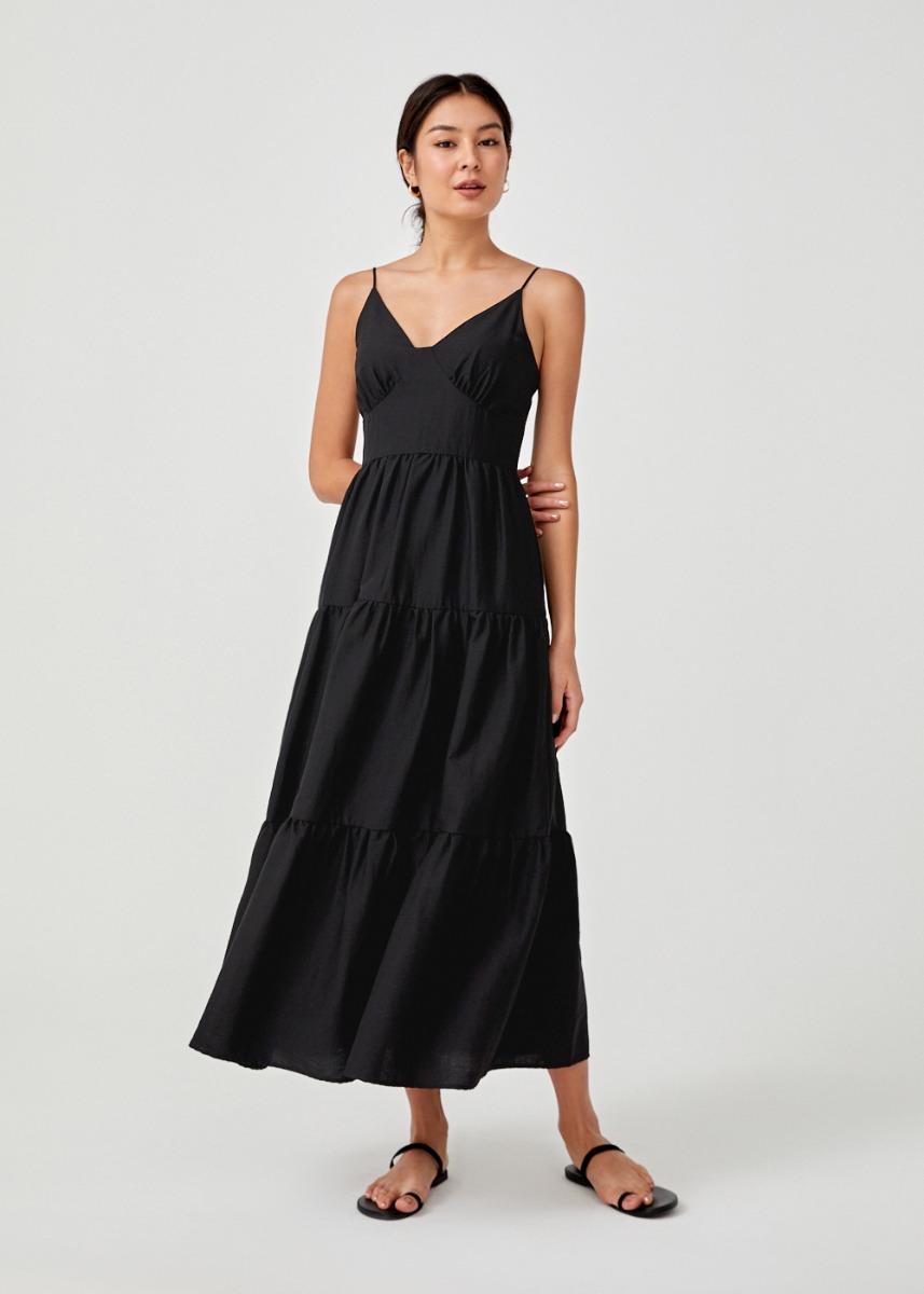 

Lainey Ruched Panel Camisole Maxi Dress-014-XS